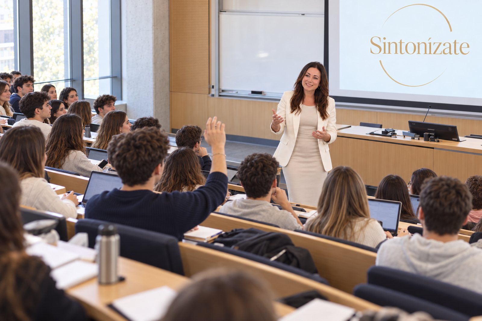 Melani Calabuig en una ponencia de Sintonízate